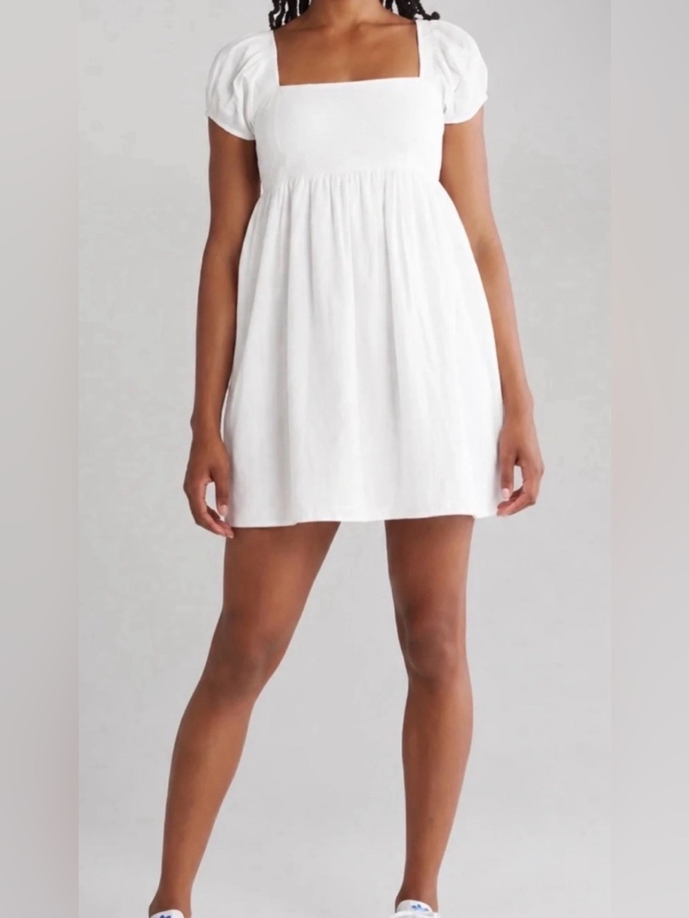 NWT Abound Nordstrom White Puff Sleeve‎ Babydoll Mini Dress